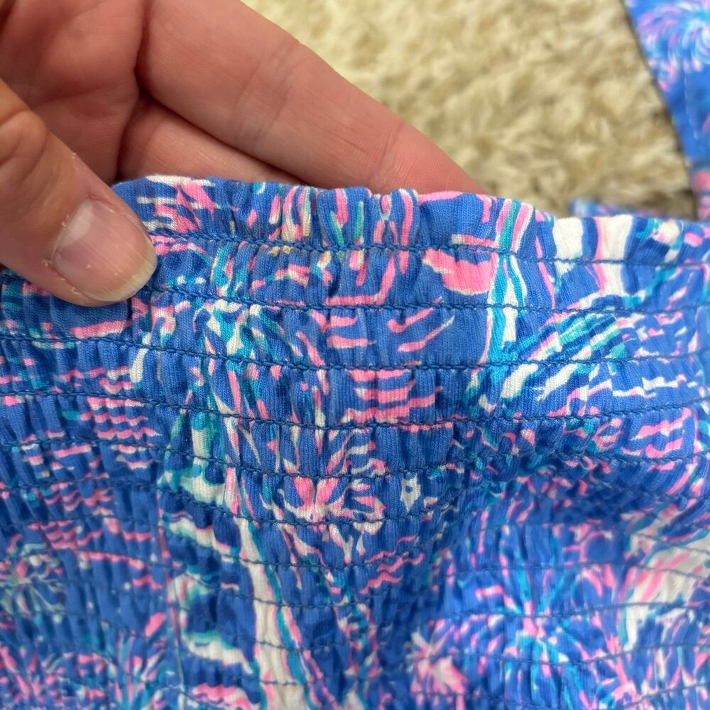 Lilly Pulitzer Kailua Smocked Shoulder Tie Dress Boca Blue - Picture 11 of 11